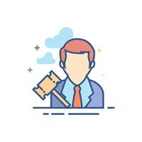 Auctioneer icon flat color style vector illustration
