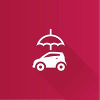 Car and umbrella flat color icon long shadow vector illustration