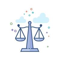 Justice scale icon flat color style vector illustration