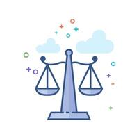 Justice scale icon flat color style vector illustration