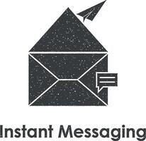 envelope, comment, instant messaging vector icon illustration with stamp effect