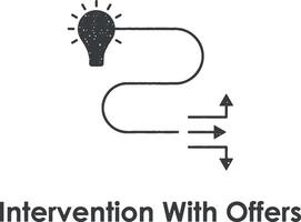 bulb, direction, intervention with offers vector icon illustration with stamp effect