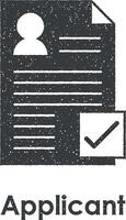 paper, user, applicant vector icon illustration with stamp effect