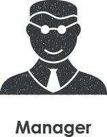 man, manager vector icon illustration with stamp effect