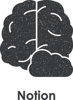 brain, cloud, notion vector icon illustration with stamp effect