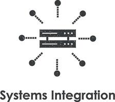 servidor, sistema integración vector icono ilustración con sello efecto