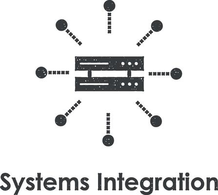 server, system integration vector icon illustration with stamp effect