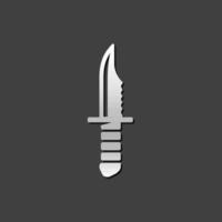 cuchillo icono en metálico gris color estilo. arma asalto peligro daga vector