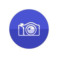 Camera icon in flat color circle style. Photography picture electronic imaging capture mirror less digital vector