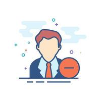Businessman with minus sign icon flat color style vector illustration