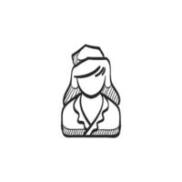 Hand drawn sketch icon stewardess avatar vector