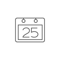 Calendar Christmas icon in thin outline style vector