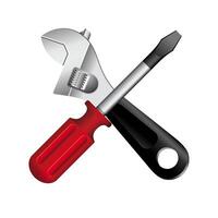 Mechanic tools icon in color. Wrench screw driver mechanic vector