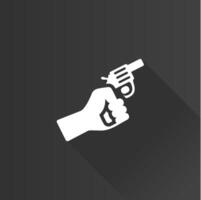 Starting gun flat color icon long shadow vector illustration