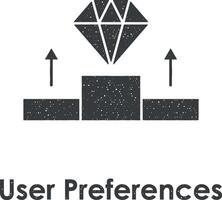 stand, diamond, user preferences vector icon illustration with stamp effect