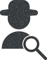 agent and magnifier vector icon illustration with stamp effect