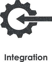 gear, arrow, integration vector icon illustration with stamp effect