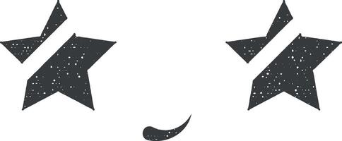 Smile, star eyes vector icon illustration with stamp effect