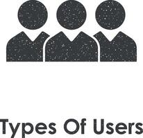 team, group, types of users vector icon illustration with stamp effect