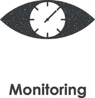 eye, clock, monitoring vector icon illustration with stamp effect