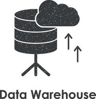 server, cloud, data warehouse vector icon illustration with stamp effect