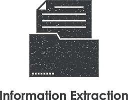 folder, docs, information extraction vector icon illustration with stamp effect