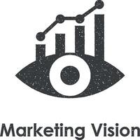 eye, chart, marketing vision vector icon illustration with stamp effect