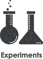 flask, chemistry, experiments vector icon illustration with stamp effect