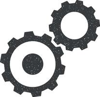 gear, settings, business vector icon illustration with stamp effect