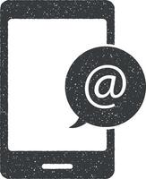 móvil, correo, enviar mensaje vector icono ilustración con sello efecto
