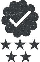 check, star, business vector icon illustration with stamp effect