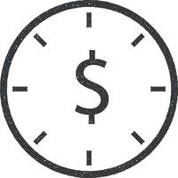 hora es dinero vector icono ilustración con sello efecto