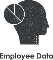 pie, head, employee data vector icon illustration with stamp effect