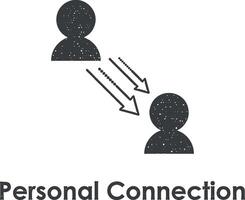 personal connection, businessmen, arrow vector icon illustration with stamp effect