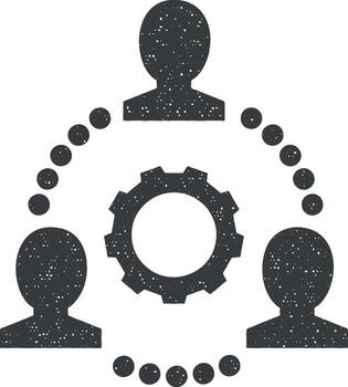 setting, business, team vector icon illustration with stamp effect