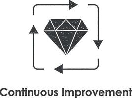 diamond, arrow, continuous improvement vector icon illustration with stamp effect