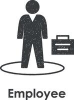 man, suitcase vector icon illustration with stamp effect