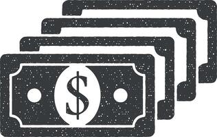 usd, dollar, money, business vector icon illustration with stamp effect