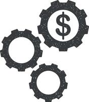 gear, setting, usd vector icon illustration with stamp effect