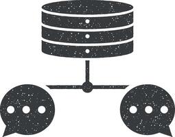 chat, data, database vector icon illustration with stamp effect