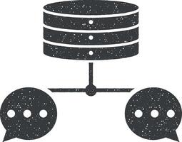 chat, data, database vector icon illustration with stamp effect