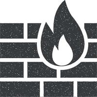 Firewall vector icon illustration with stamp effect