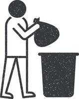 man trash vector icon illustration with stamp effect