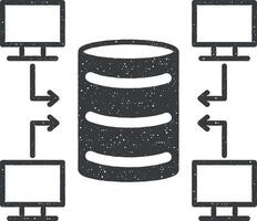 data technology vector icon illustration with stamp effect
