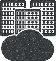 cloud, data, equipment vector icon illustration with stamp effect