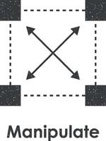 square, arrow, manipulate vector icon illustration with stamp effect