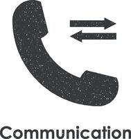 handset, arrow vector icon illustration with stamp effect