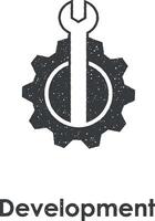 gear, wrench vector icon illustration with stamp effect