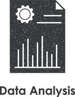 paper, gear, chart vector icon illustration with stamp effect