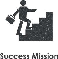 stairs, businessman, success mission vector icon illustration with stamp effect